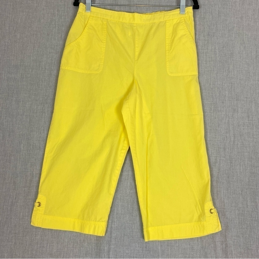 Alfred Dunner Capris Sz 12P Cotton Lightweight Pull On Elastic Split Hem